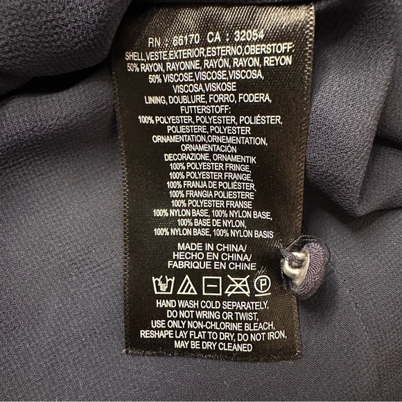 Anthropologie Maeve Shift Dress Sleeveless Navy Blue Sequin Fringe Trim Size 0 - Picture 13 of 13